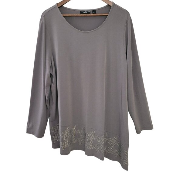Susan Graver Artisan Asymmetrical Tunic Womens Size 1X Rhinestone Embellished - Picture 1 of 8